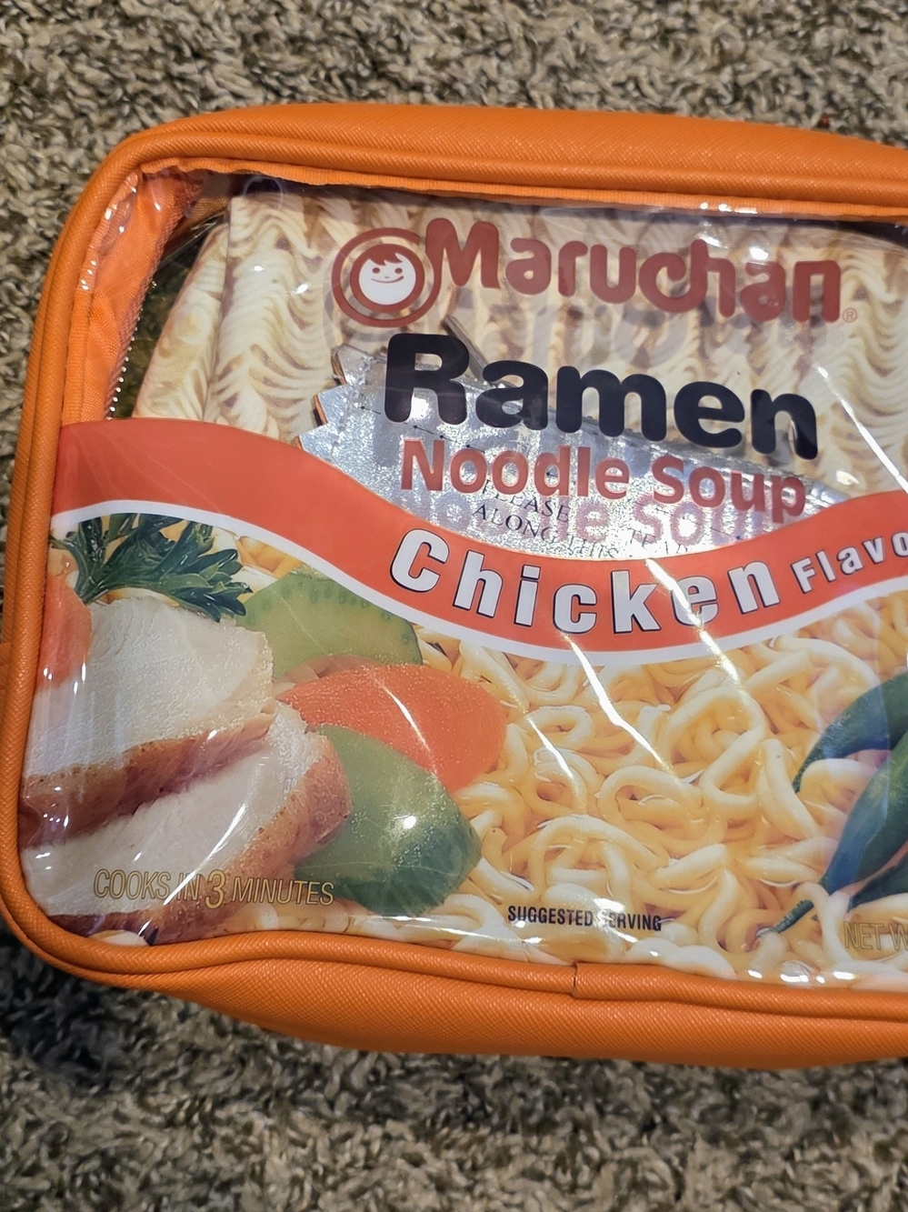 Maruchan Ramen Chicken Flavor Clear Pouch Cosmetic Bag - Orange